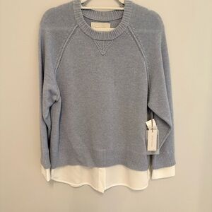 NWT Brochu Walker Cashmere Sweatshirt Looker in Sky blue melange. Size M